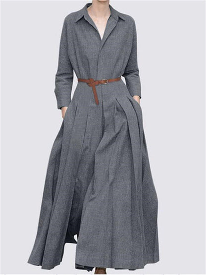 Robe longue femme élégante plissée avec ceinture