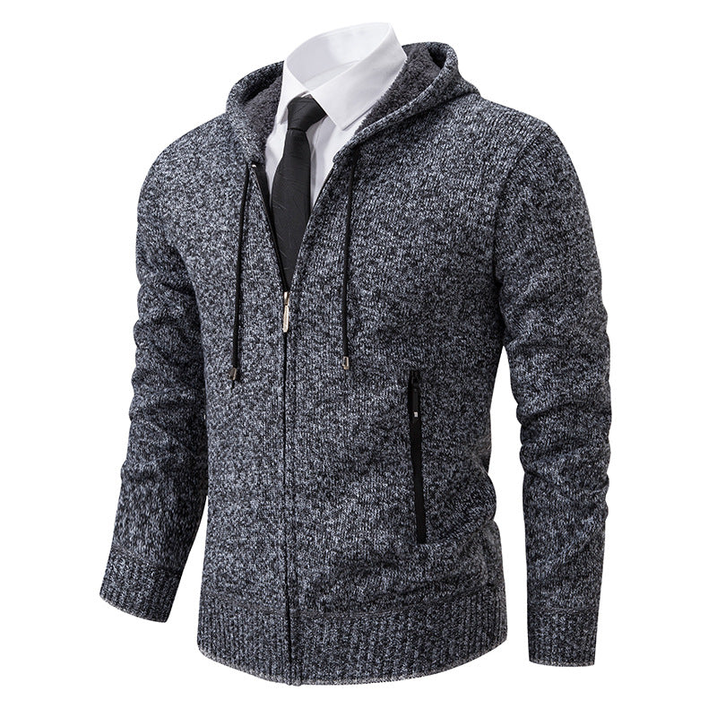 Cardigan à capuche homme doublé chaud hiver