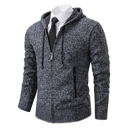 Cardigan à capuche homme doublé chaud hiver