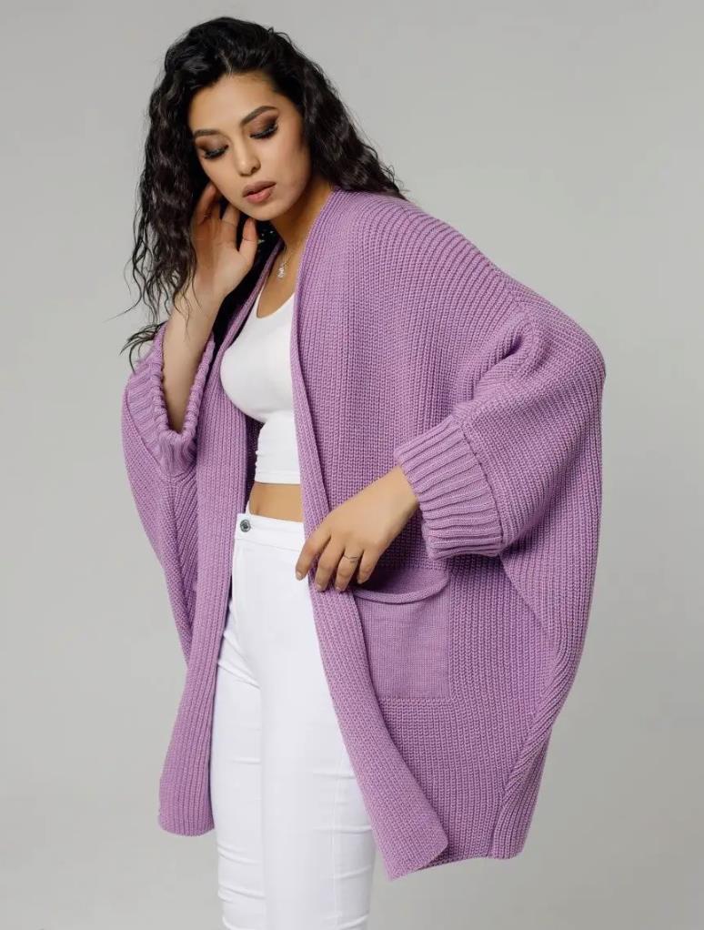 Grand cardigan grande taille en mélange de laine ouvert