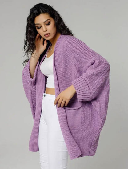 Grand cardigan grande taille en mélange de laine ouvert