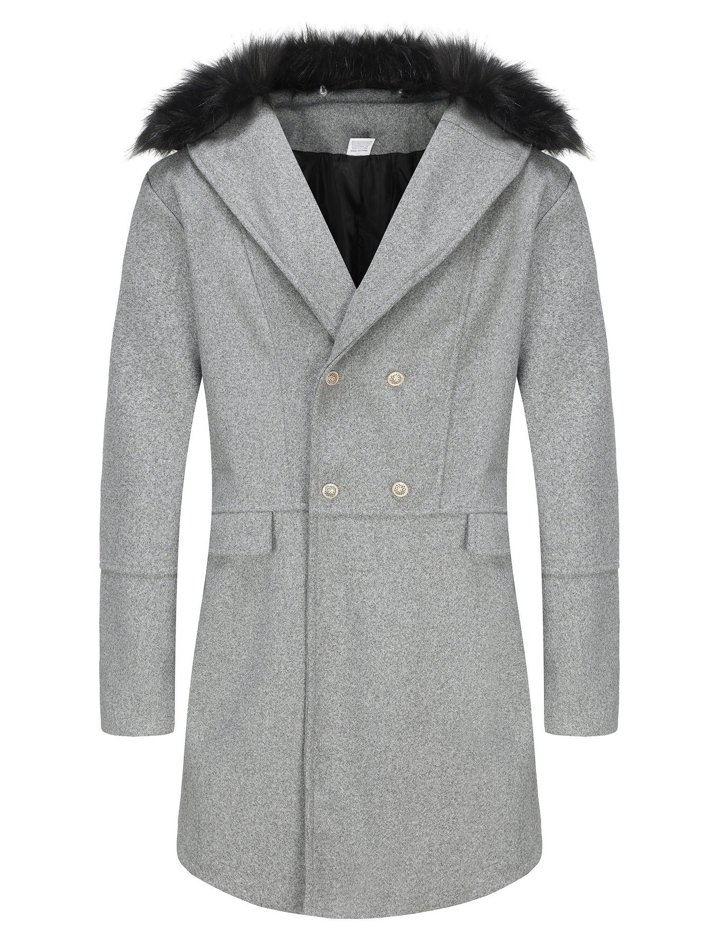 Manteau long homme, design élégant, col en fourrure de luxe