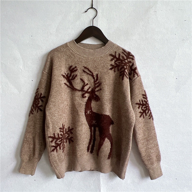 Pull de Noël Femme Festif Motif Rennes