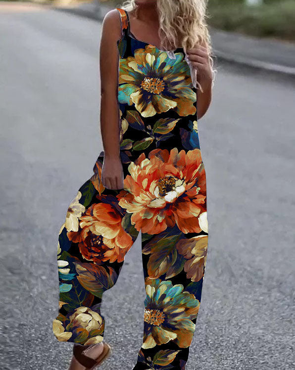 Combinaison femme motif floral élégante vêtement d'été