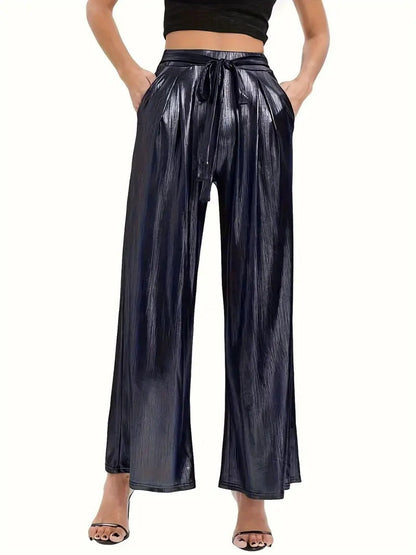 Pantalon plissé femme élégant brillant de haute qualité