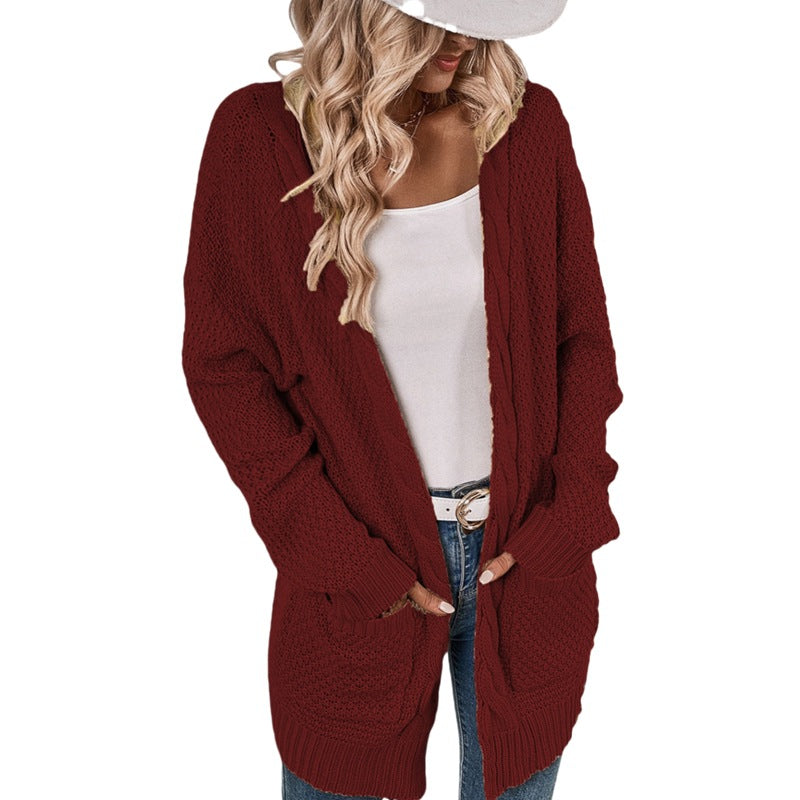Cardigan en tricot pour femme coupe généreuse avec poches design élégant