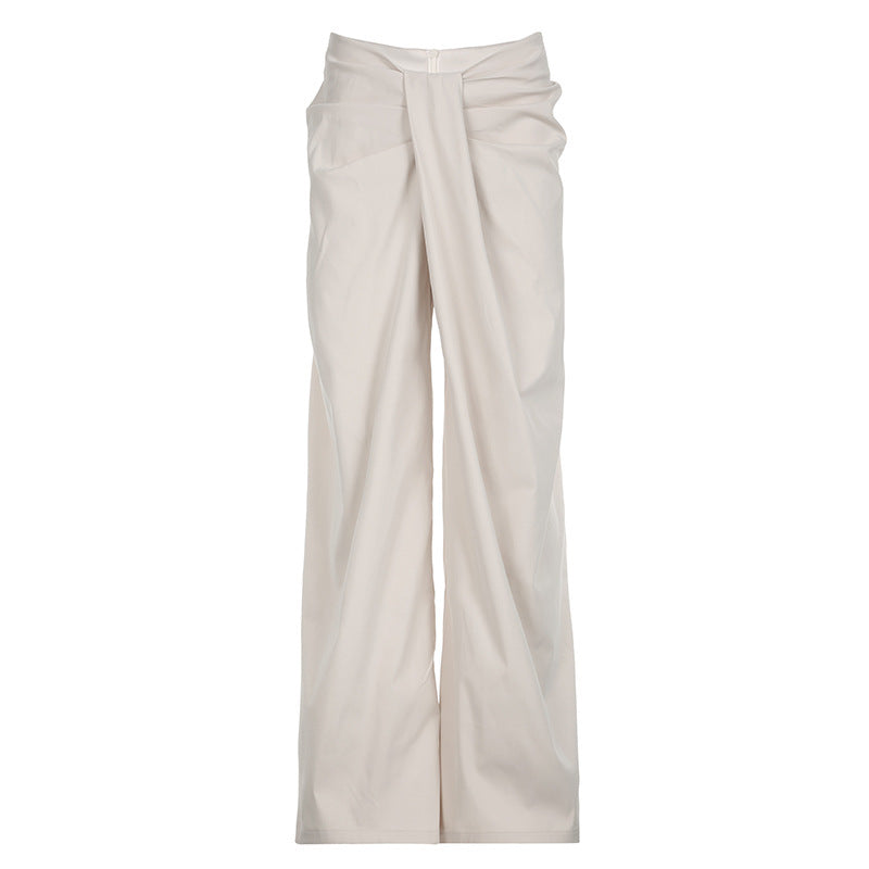 Pantalon femme taille haute palazzo élégant style jupe plissée