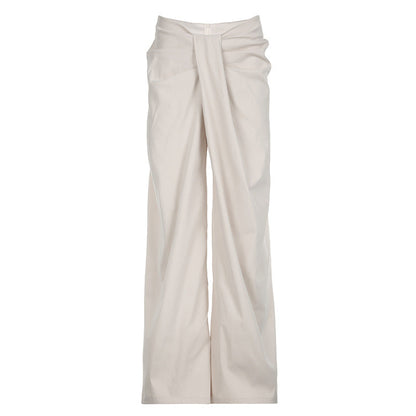 Pantalon femme taille haute palazzo élégant style jupe plissée