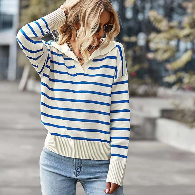 Pull en maille rayé d'hiver pour femme