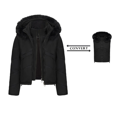 Manteau réversible femme en fausse fourrure, moderne