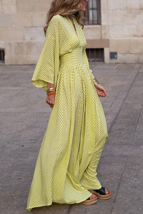 Robe longue élégante pour femme à manches amples