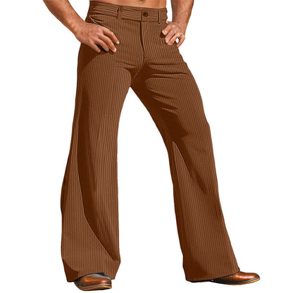 Pantalon vintage homme Coupe évasée Rayures Pantalon élégant