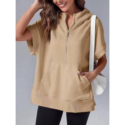Sweat-shirt à capuche décontracté pour femme avec poches et fermeture éclair