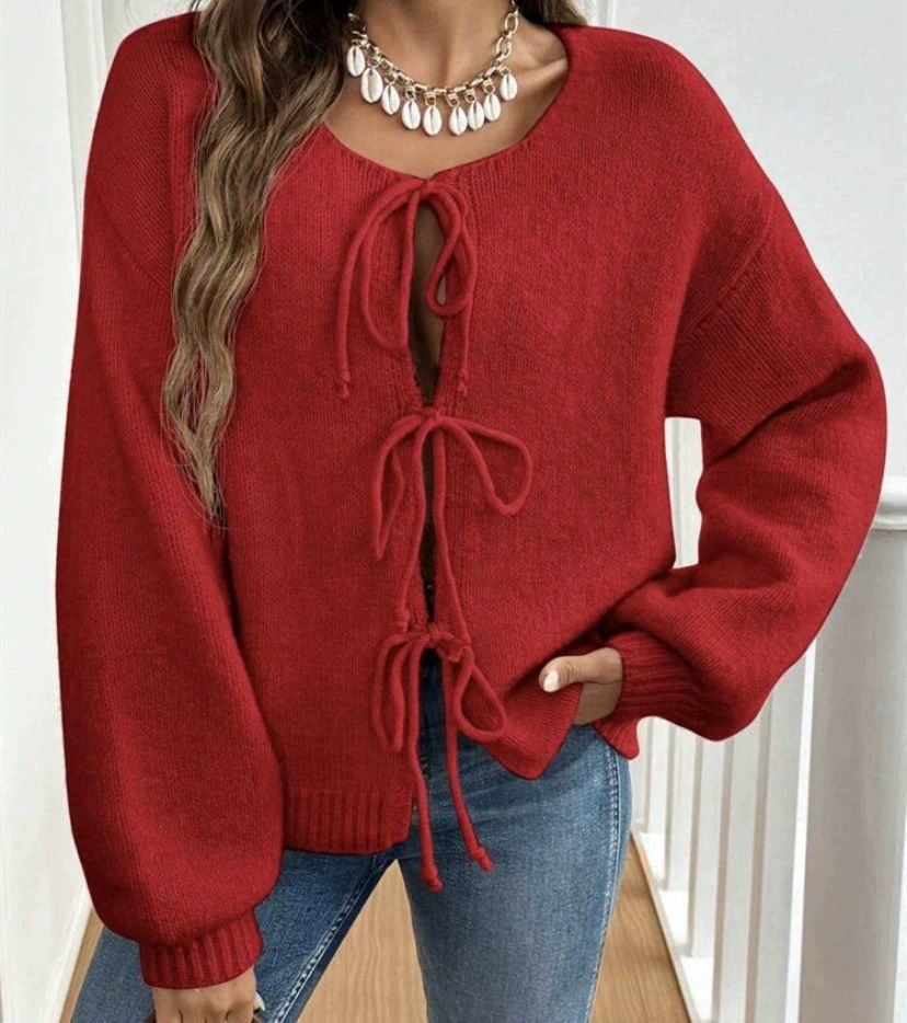 Pull en maille pour femme Doux Ample Détails à nouer