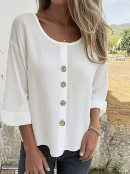 Chemisier femme élégant décontracté bouton détaillé