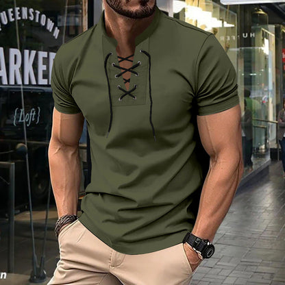 Polo homme coupe décontractée à lacets