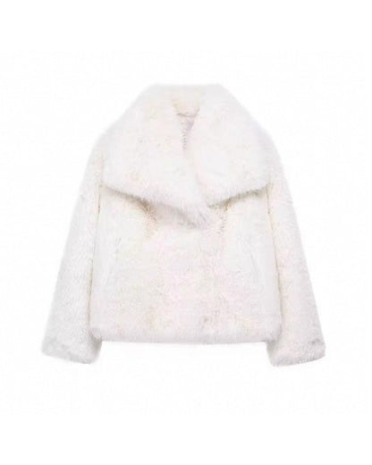 Veste en peluche douce Coupe courte Grand revers