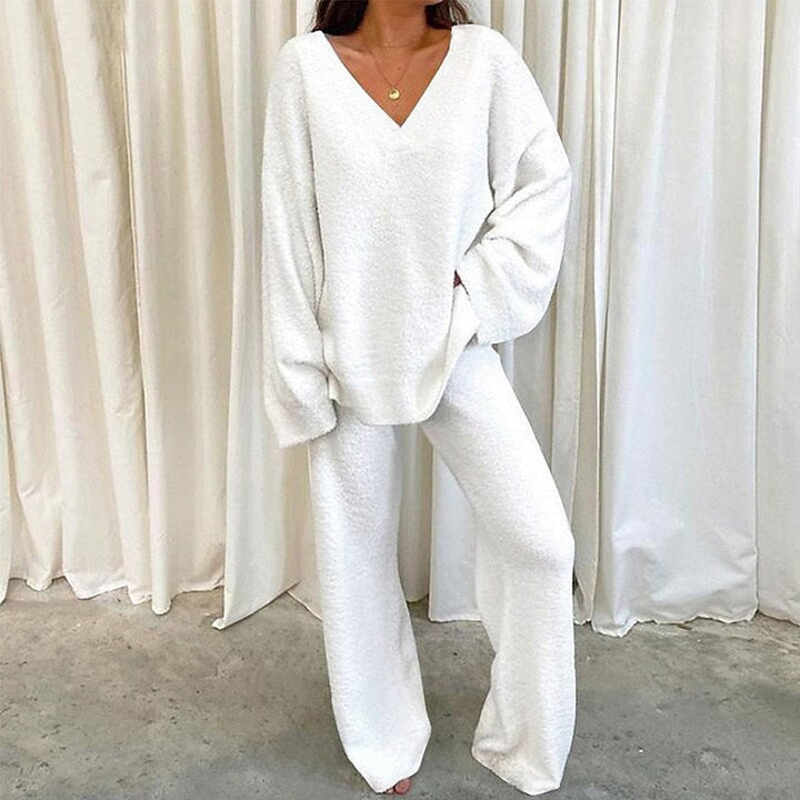 Ensemble en maille Femme Col V Confortable Jambes Larges