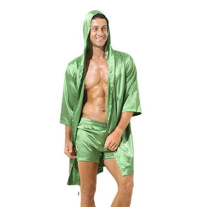 Peignoir de bain homme en satin doux