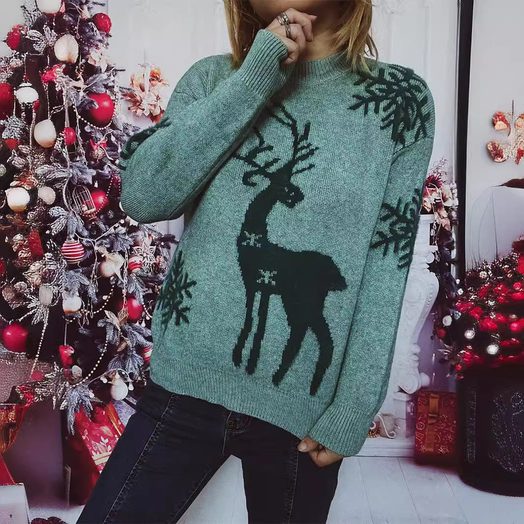 Pull de Noël festif pour femme motif renne