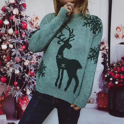 Pull de Noël festif pour femme motif renne