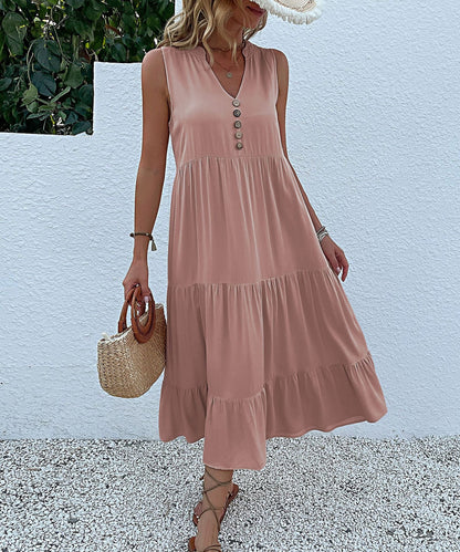 Robe d'été femme, détails à volants, robe décontractée