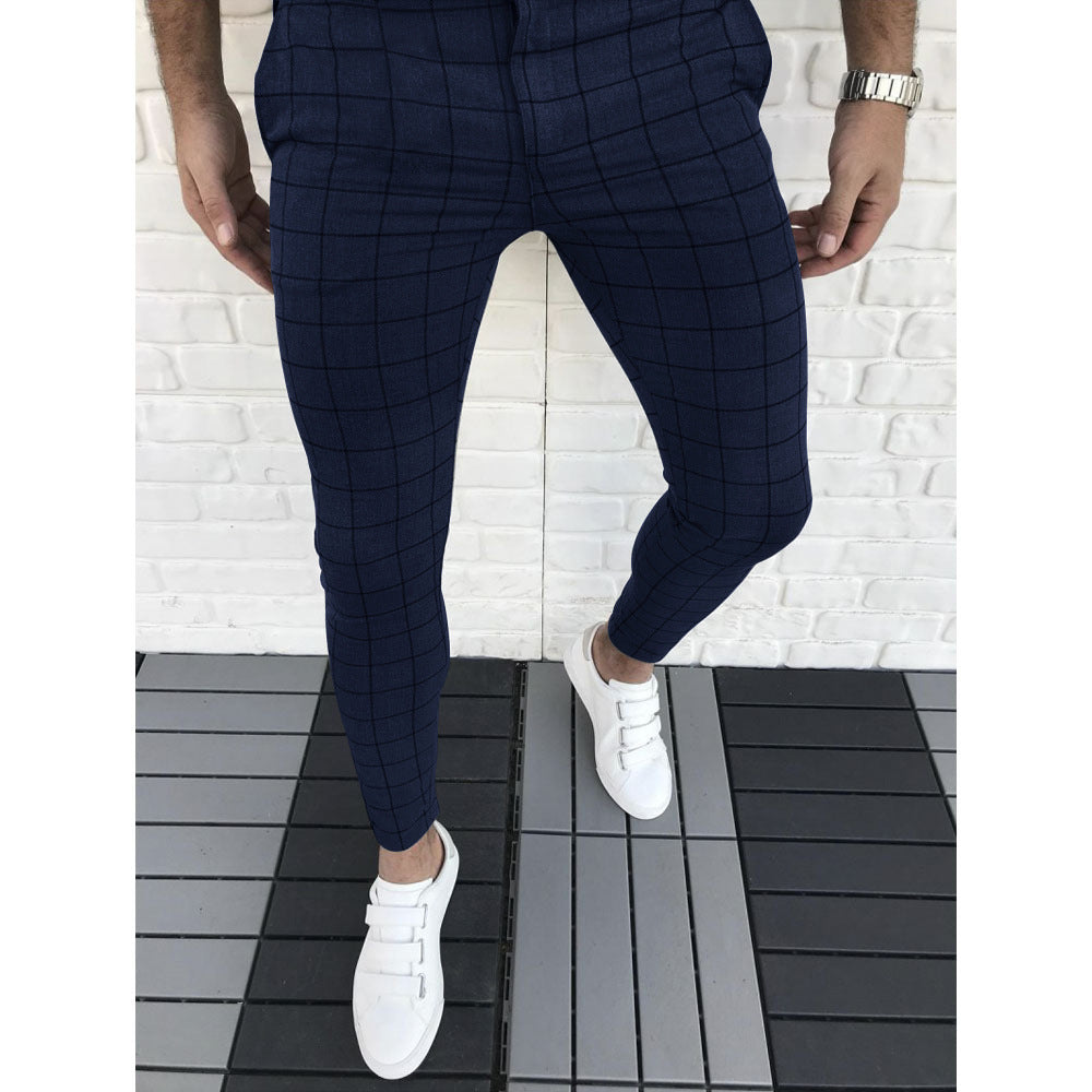 Pantalon de costume homme slim carreaux moderne