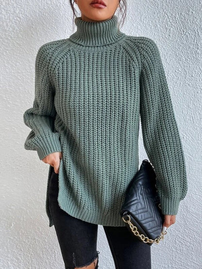Pull tricoté pour femme col montant motif nid d'abeille élégant