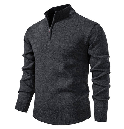 Pull en tricot pour homme, col montant court zippé, élégant