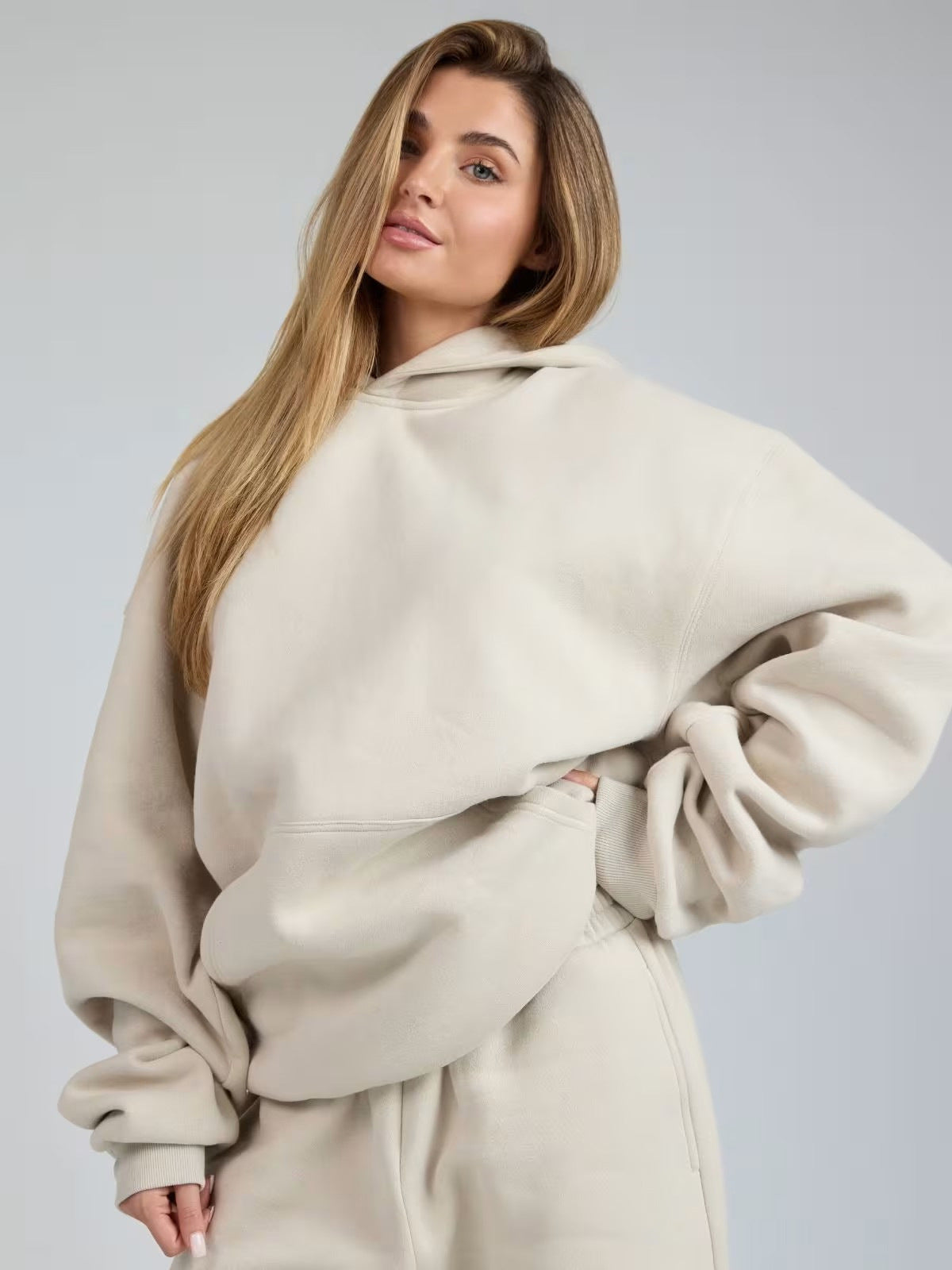 Sweat-shirt à capuche pour femme Coupe décontractée Oversize Poche kangourou