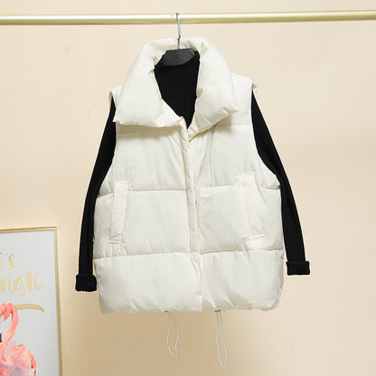 Gilet Femme Élégant Doublé Col Montant