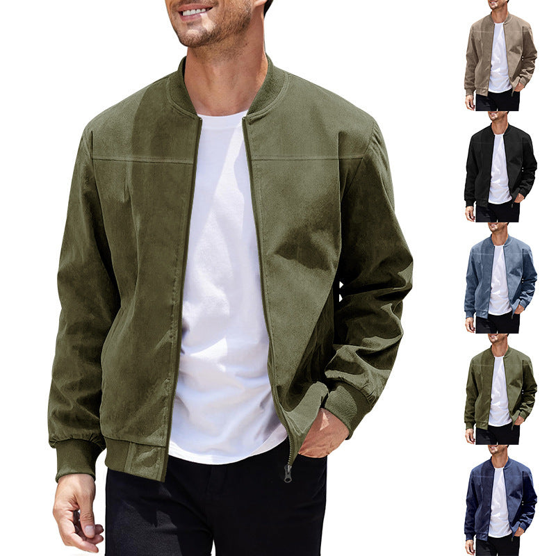 Herren Lederjacke Sportlich Bomber Style Elastisch - IdealeKleiden