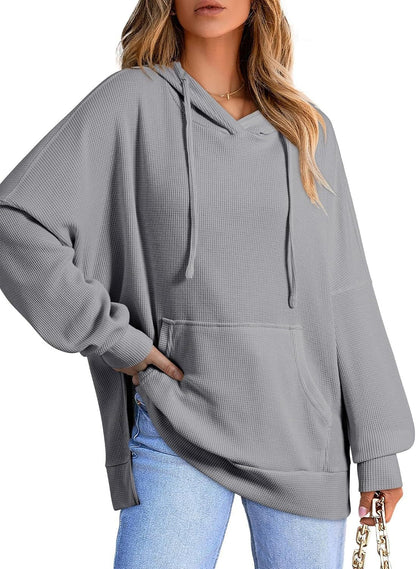 Pull-over oversize à capuche pour femme, coupe ample