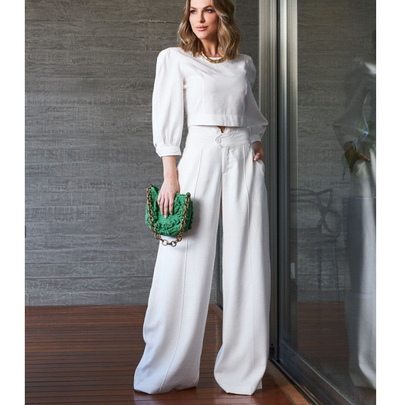 Ensemble chic deux pièces femme : Blouse et Pantalon