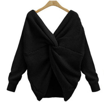 Pull en maille élégant col V femme