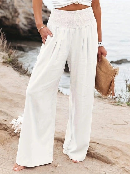 Pantalon ample en lin pour femme effet jupe-culotte