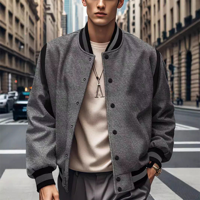 Blouson universitaire rétro sportif pour hommes à manches contrastées