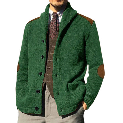 Cardigan pour hommes en maille douce, col châle moderne