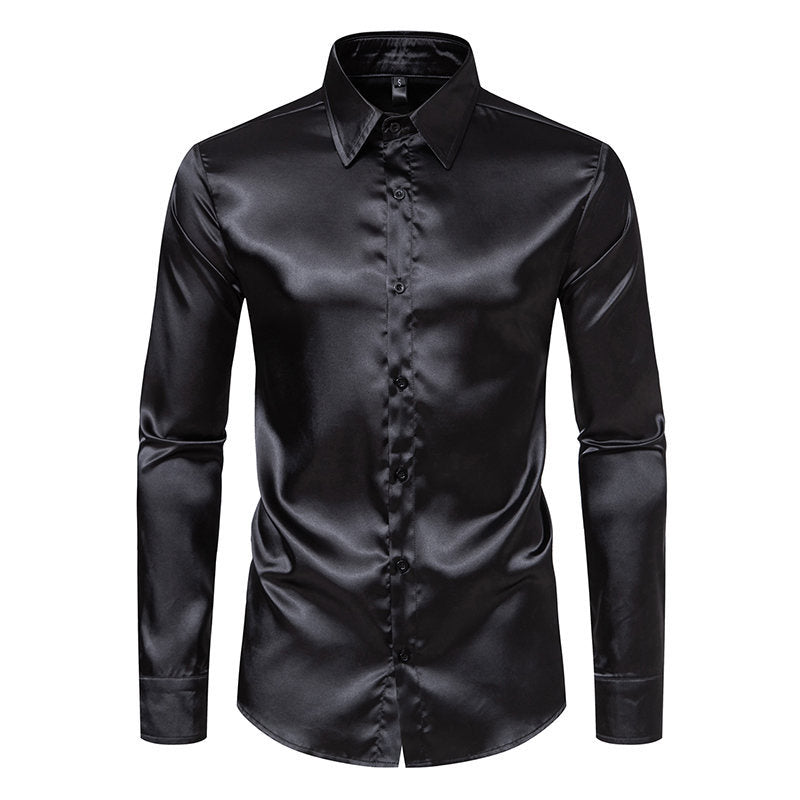 Chemise élégante en satin brillant pour homme