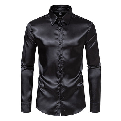 Chemise élégante en satin brillant pour homme