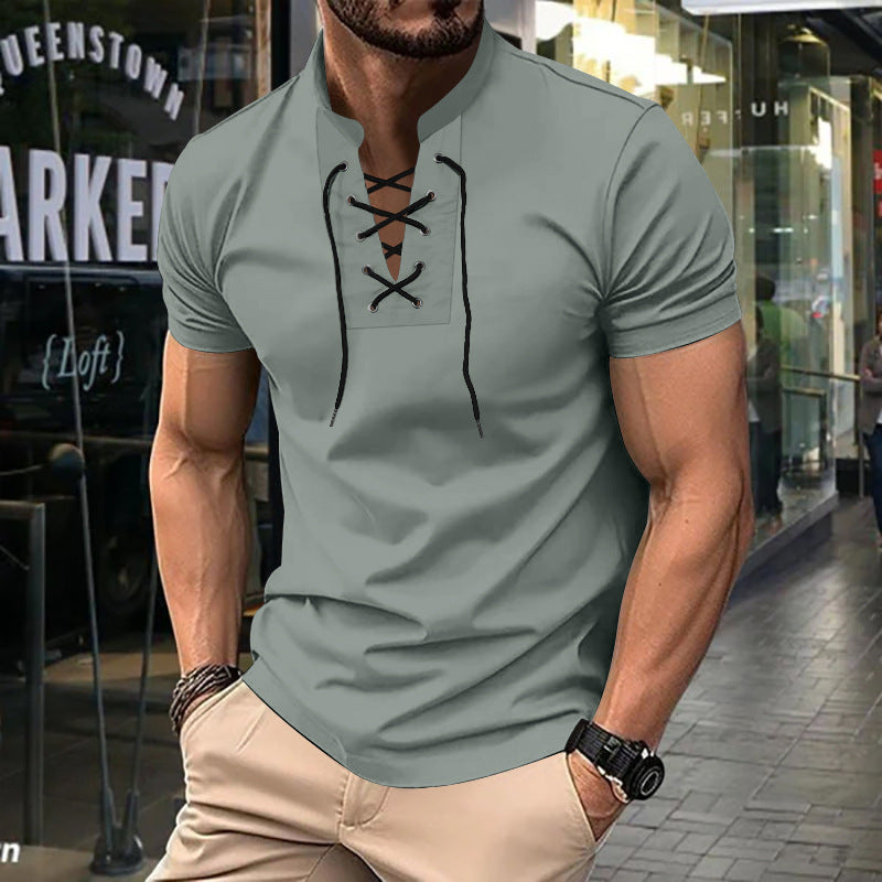 Polo homme coupe décontractée à lacets