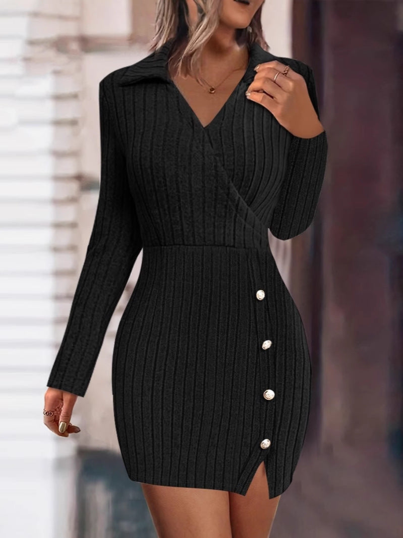 Robe en tricot élégante pour femme avec boutons