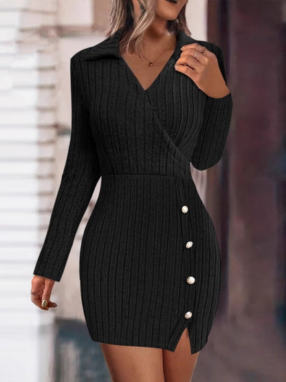 Robe en tricot élégante pour femme avec boutons