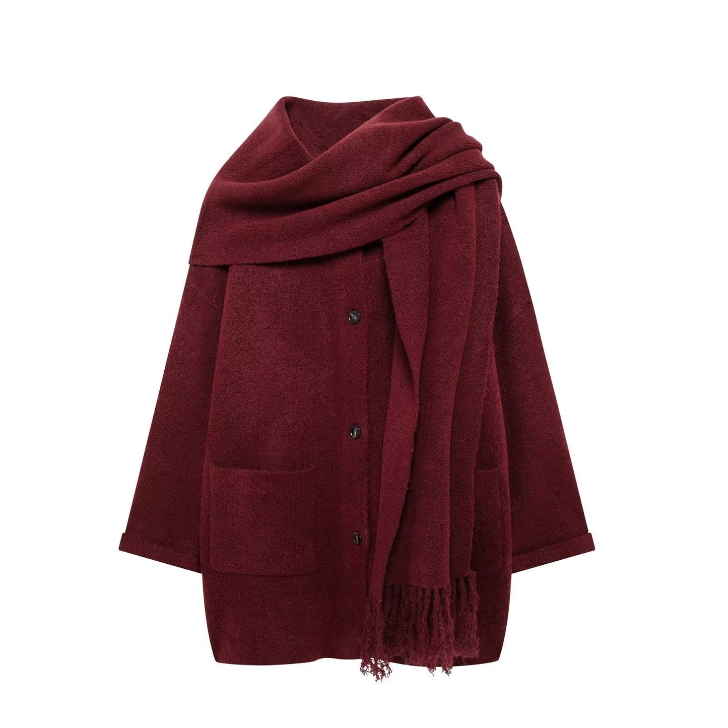 Veste d'hiver femme oversize chaude en laine avec poches