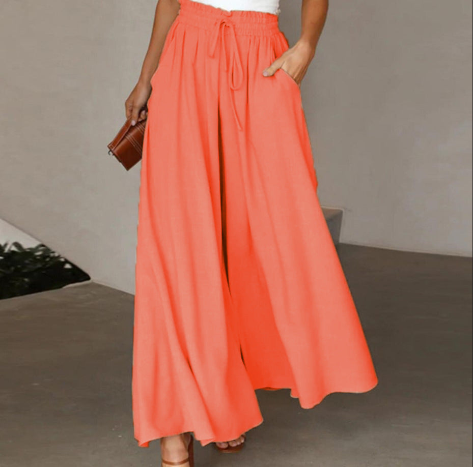 Pantalon Femme Élégant Ample avec Taille Élastique et Poches