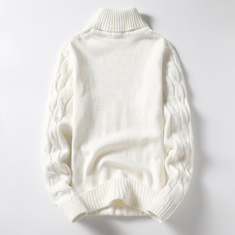 Pull en tricot pour homme col roulé torsadé mode élégante