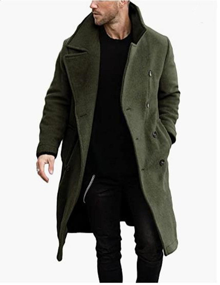 Manteau en laine pour homme style col double moderne