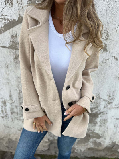 Blazer classique en laine pour femme à col revers