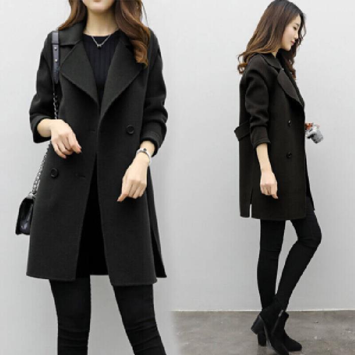 Manteau en laine élégant pour femme avec double boutonnage, mode hivernale