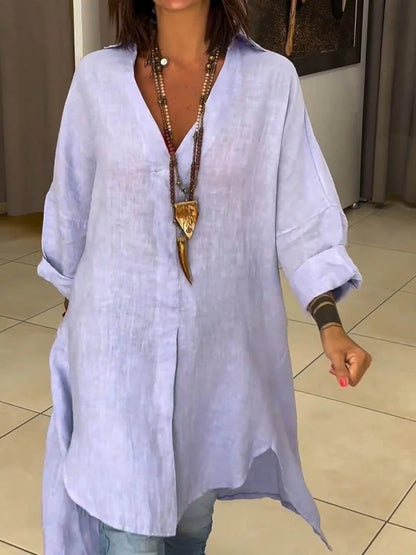Tunique en lin élégante asymétrique pour femme